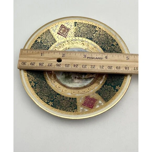 Antique Austrian Royal Vienna Style 9" Hand Painted Porcelain Plate Sappho Gilt - Picture 6 of 7